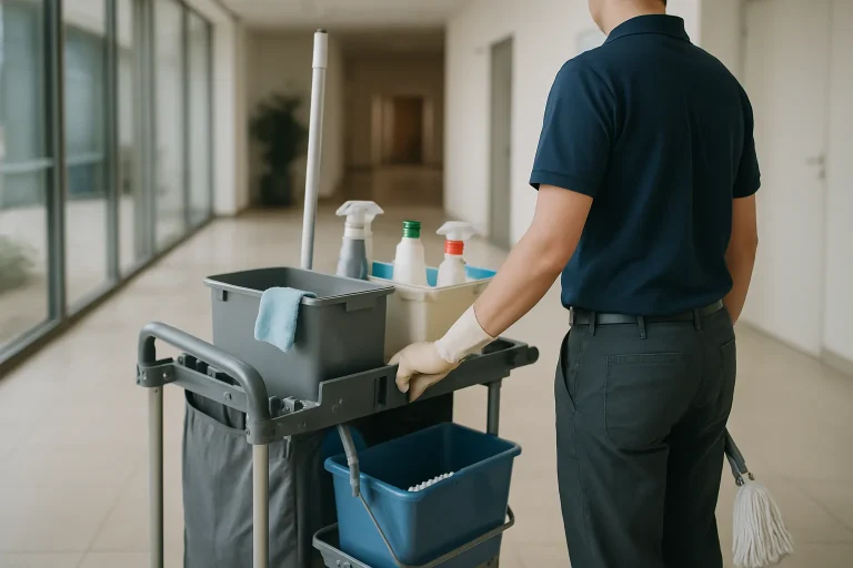 Un professionnel du nettoyage dans un appartement à Vieux-Condé, utilisant des équipements modernes.