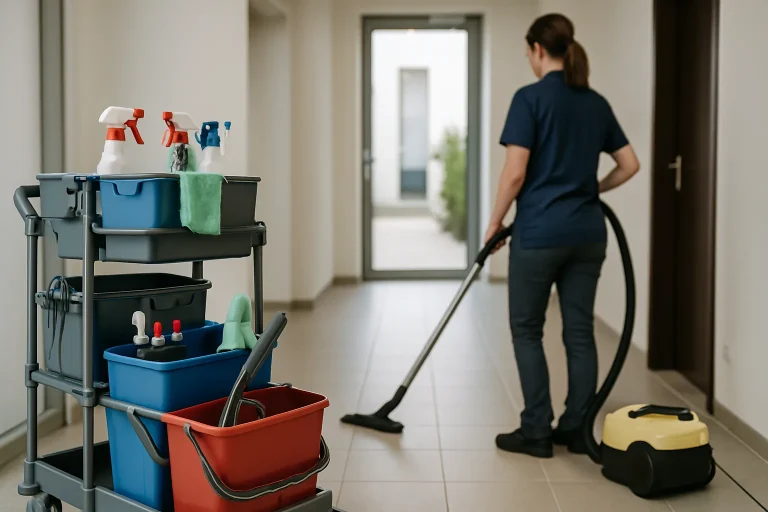 Des professionnels du nettoyage à Crépy-En-Valois nettoyant un appartement avec soin.