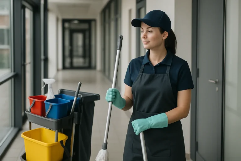 Un technicien de nettoyage à Courrières utilisant des équipements modernes dans un appartement.