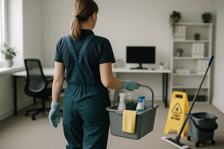 Des professionnels nettoient un bureau à Haubourdin, mettant en avant des services de qualité.
