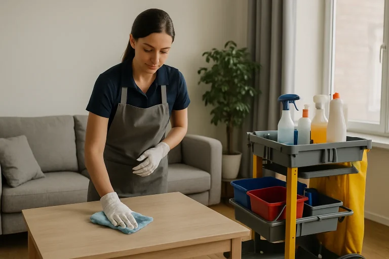 Équipe de nettoyage à Marquette-Lez-Lille travaillant dans un appartement