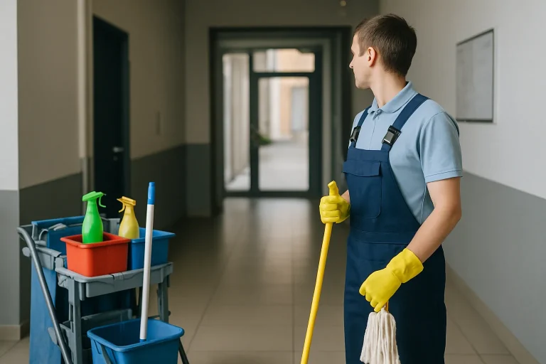 Professionnel du nettoyage dans un appartement insalubre à Auchel.